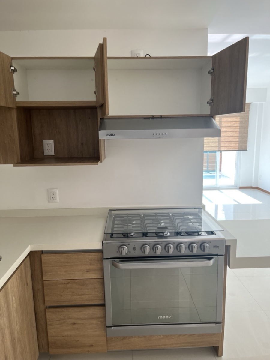 Cocina con estufa de acero inoxidable y campana